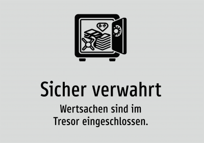 Sicher verwahrt - Wertsachen sind im Tresor eingeschlossen.