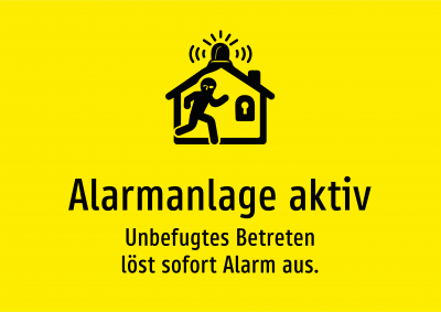 Alarmanlage aktiv - Unbefugtes Betreten löst sofort Alarm aus.