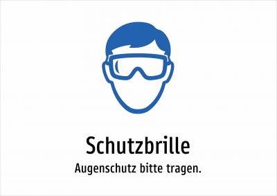 Schutzbrille - Augenschutz bitte tragen.