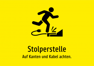 Stolperstelle - Auf Kanten und Kabel achten.