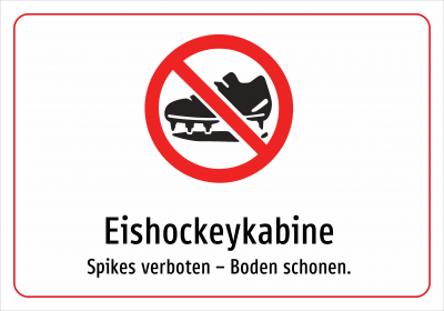 Eishockeykabine - Spikes verboten – Boden schonen.