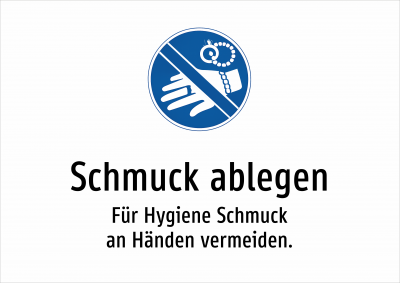 Schmuck ablegen - Für Hygiene Schmuck an Händen vermeiden.