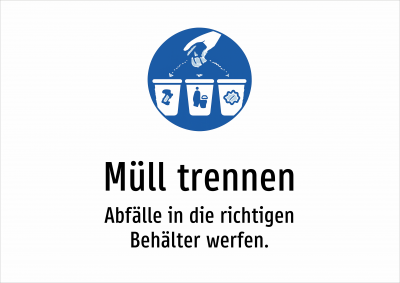 Müll trennen - Abfälle in die richtigen Behälter werfen.