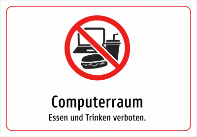 Computerraum - Essen und Trinken verboten.