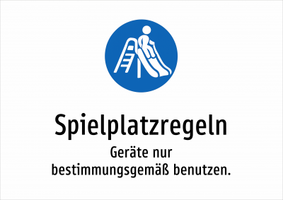 Spielplatzregeln - Geräte nur bestimmungsgemäß benutzen.