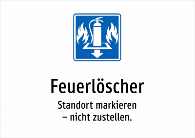 Feuerlöscher - Standort markieren – nicht zustellen.