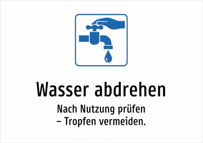Wasser abdrehen - Nach Nutzung prüfen – Tropfen vermeiden.