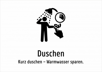 Duschen - Kurz duschen – Warmwasser sparen.
