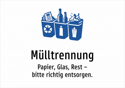 Mülltrennung - Papier, Glas, Rest – bitte richtig entsorgen.