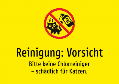 Reinigung: Vorsicht - Bitte keine Chlorreiniger – schädlich für Katzen.