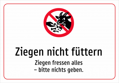 Ziegen nicht füttern - Ziegen fressen alles – bitte nichts geben.