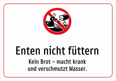 Enten nicht füttern - Kein Brot – macht krank und verschmutzt Wasser.