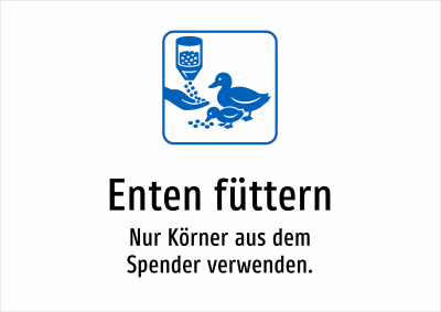 Enten füttern - Nur Körner aus dem Spender verwenden.