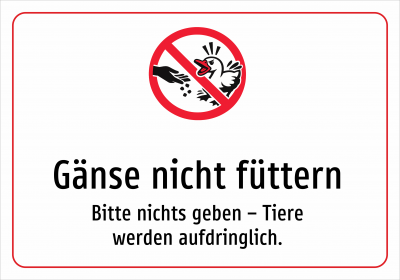 Gänse nicht füttern - Bitte nichts geben – Tiere werden aufdringlich.