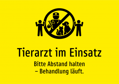 Tierarzt im Einsatz - Bitte Abstand halten – Behandlung läuft.