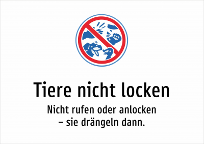 Tiere nicht locken - Nicht rufen oder anlocken – sie drängeln dann.