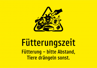 Fütterungszeit - Fütterung – bitte Abstand, Tiere drängeln sonst.
