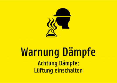 Warnung Dämpfe - Achtung Dämpfe; Lüftung einschalten