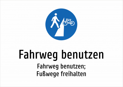 Fahrweg benutzen - Fahrweg benutzen; Fußwege freihalten