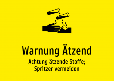 Warnung Ätzend - Achtung ätzende Stoffe; Spritzer vermeiden