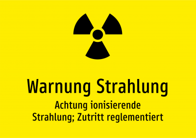 Warnung Strahlung - Achtung ionisierende Strahlung; Zutritt reglementiert