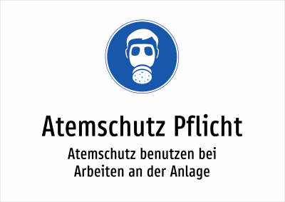 Atemschutz Pflicht - Atemschutz benutzen bei Arbeiten an der Anlage