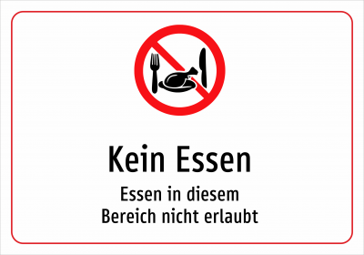 Kein Essen - Essen in diesem Bereich nicht erlaubt