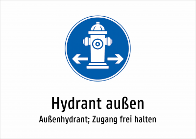 Hydrant außen - Außenhydrant; Zugang frei halten