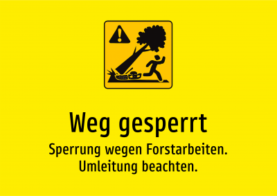 Weg gesperrt - Sperrung wegen Forstarbeiten. Umleitung beachten.