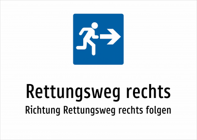 Rettungsweg rechts - Richtung Rettungsweg rechts folgen