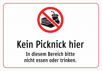 Kein Picknick hier - In diesem Bereich bitte nicht essen oder trinken.