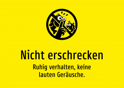 Nicht erschrecken - Ruhig verhalten, keine lauten Geräusche.