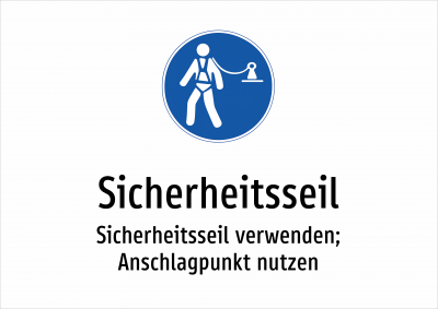 Sicherheitsseil - Sicherheitsseil verwenden; Anschlagpunkt nutzen