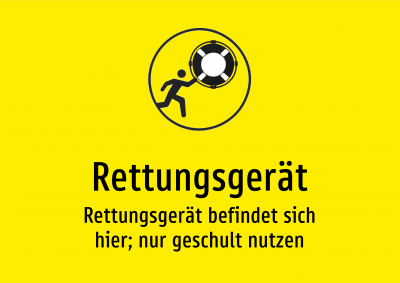 Rettungsgerät - Rettungsgerät befindet sich hier; nur geschult nutzen