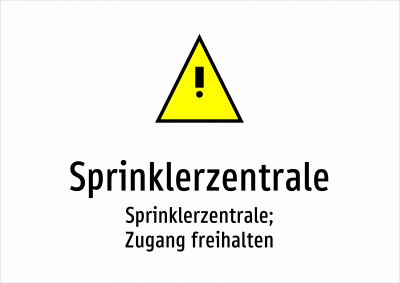 Sprinklerzentrale - Sprinklerzentrale; Zugang freihalten
