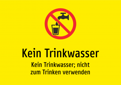 Kein Trinkwasser - Kein Trinkwasser; nicht zum Trinken verwenden