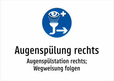 Augenspülung rechts - Augenspülstation rechts; Wegweisung folgen