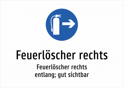 Feuerlöscher rechts - Feuerlöscher rechts entlang; gut sichtbar