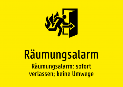 Räumungsalarm - Räumungsalarm: sofort verlassen; keine Umwege