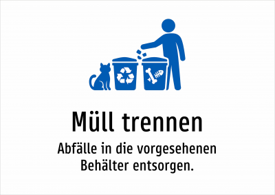 Müll trennen - Abfälle in die vorgesehenen Behälter entsorgen.