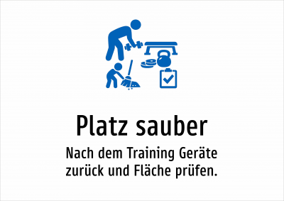 Platz sauber - Nach dem Training Geräte zurück und Fläche prüfen.