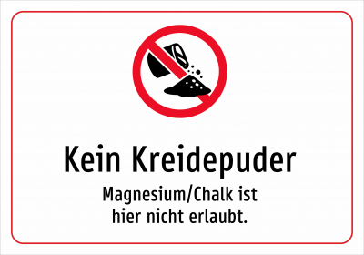 Kein Kreidepuder - Magnesium/Chalk ist hier nicht erlaubt.