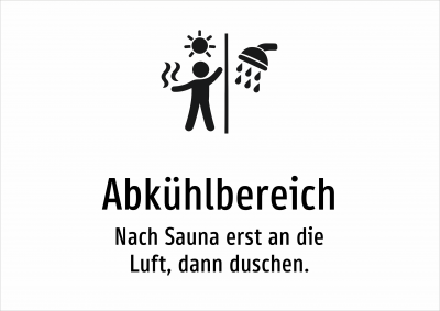 Abkühlbereich - Nach Sauna erst an die Luft, dann duschen.