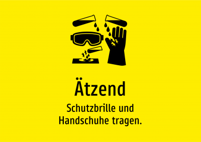 Ätzend - Schutzbrille und Handschuhe tragen.