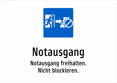 Notausgang - Notausgang freihalten. Nicht blockieren.