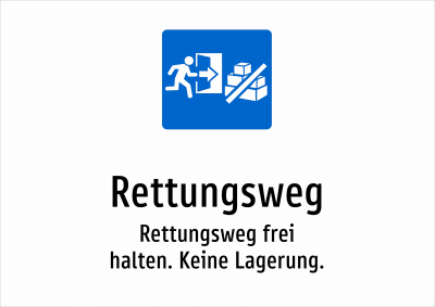 Rettungsweg - Rettungsweg frei halten. Keine Lagerung.