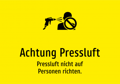 Achtung Pressluft - Pressluft nicht auf Personen richten.