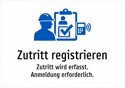 Zutritt registrieren - Zutritt wird erfasst. Anmeldung erforderlich.