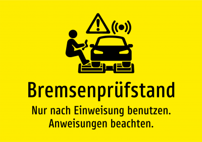 Bremsenprüfstand - Nur nach Einweisung benutzen. Anweisungen beachten.