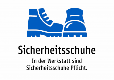 Sicherheitsschuhe - In der Werkstatt sind Sicherheitsschuhe Pflicht.